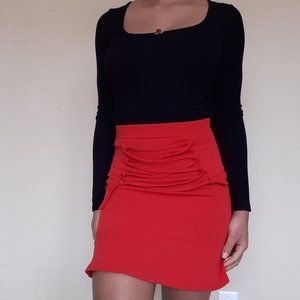 Red Corset Detail Frill Hem Skirt